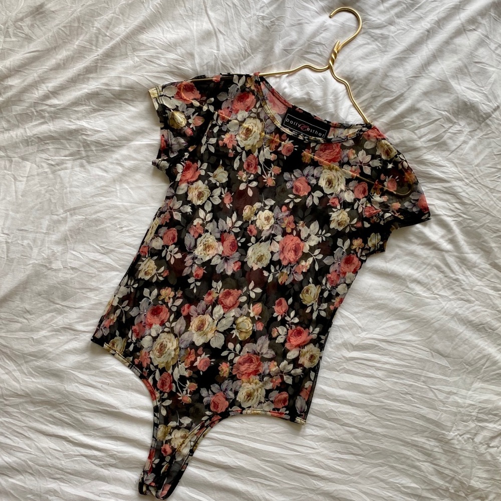 Polly & Esther Mesh Floral Bodysuit
